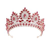 Women’S Large Pink Opal Princess Crown A Crystal Rhinestone Diadem Headdress For Bridal Wedding Or Costume Jewelry