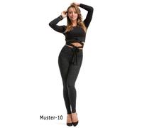 Women’s Leggings High Waist Jogger Pants Pattern Stretch Cotton Jersey Grey