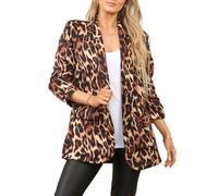 Women’s Leopard Print Lined Blazers Ladies Long Ruched Sleeve Italian Collar Printed 2 Front Flat Pockets Jackets Casual Wear Fancy Party Work Office Italian Coats Plus Size M-XXL