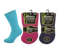 Women’s Lightweight Bamboo Diabetic Socks, Extra Wide, Non-Binding & Non-Elastic Crew Socks with Hand-Linked Toe Seam, Pack of 3 (Assorted, UK 4-8)