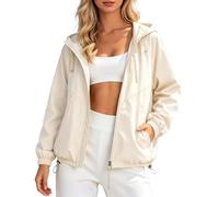Women’s Lightweight Waterproof Jacket with Hood Packable Rain Coat for Women UK, Casual Windbreaker Jacket Ladies, Outdoor Hiking Running Travel Summer Raincoat with Pockets