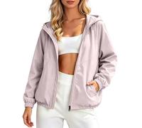 Women’s Lightweight Waterproof Jacket with Hood Packable Rain Coat for Women UK, Casual Windbreaker Jacket Ladies, Outdoor Hiking Running Travel Summer Raincoat with Pockets