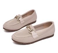 Women’s Loafer Casual On Flat Shoes Classy and Comfortable, Knit Nude, 4.5 UK Wide