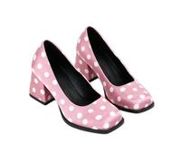 Women’s Loafer Shoes with Polka Dot Crocodile Graffiti Printed Solid Color Slip-on Square-Toe Pumps Cute Business Casual Stylish Comfortable Low Chunky Heels for Evening Party Office Travel Dating