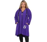 Women’s Long Sleeve Adjustable Drawstrings Hooded Plus Size Jackets With Hood Rain Jackets Ladies A-Line Long Length Pockets Rain Zip Up Coat (Purple, UK 26)