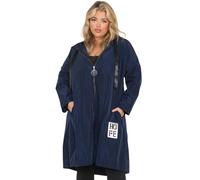 Women’s Long Sleeve Adjustable Drawstrings Hooded Plus Size Jackets With Hood Rain Jackets Ladies A-Line Long Length Pockets Rain Zip Up Coat (Navy, UK 26)