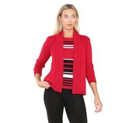 Women’s Long Sleeve Stripe Twinset | Knitted 2-in-1 Jumper & Inner Top (UK, Alpha, M, Regular, Regular, Red)