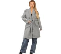 Women’s Long Waterfall Italian Duster Coat - Oversized Belted Winter Jacket with Pockets, Long Sleeve, Warm, Comfortable, Fits UK Sizes 8-14 (UK, Numeric, 12, 14, Regular, Regular, Light Grey)