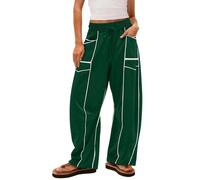 Women’s Loose Fit Wide Leg Sweatpants - Trendy Baggy Lounge Pants with Deep Pockets Open Bottom Jogging Sweatpants Sports Pants Blackish Green