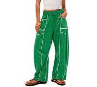 Women’s Loose Fit Wide Leg Sweatpants - Trendy Baggy Lounge Pants with Deep Pockets Open Bottom Jogging Sweatpants Sports Pants Green
