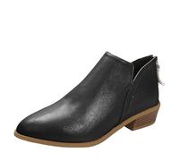 Women’s Low Heel Ankle Boots, Stylish Pointed Toe Boots with Zipper Closure, Soft Faux Leather, Comfortable Block Heel, Versatile Design for Both Casual and Smart Looks