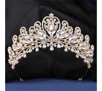 Women’S Luxury AB Color Crystal And Royal Wedding Crown With Water Drop Bridal Diadem For Pageant Headdress
