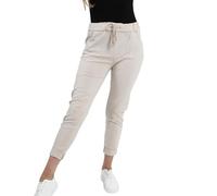 Women’s Magic Pants - Plain High Elasticated Adjustable Waist Ladies Turn Up Trousers Stretch Bottoms with 2 Pockets Italian Casual Joggers Plus Size Pants (Beige, UK 16)