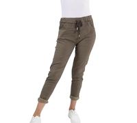 Women’s Magic Pants - Plain High Elasticated Adjustable Waist Ladies Turn Up Trousers Stretch Bottoms with 2 Pockets Italian Casual Joggers Plus Size Pants (Mocha, UK 12)