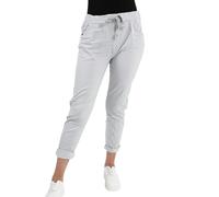 Women’s Magic Pants - Plain High Elasticated Adjustable Waist Ladies Turn Up Trousers Stretch Bottoms with 2 Pockets Italian Casual Joggers Plus Size Pants (Light Grey, UK 12)