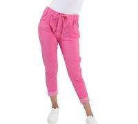 Women’s Magic Pants - Plain High Elasticated Adjustable Waist Ladies Turn Up Trousers Stretch Bottoms with 2 Pockets Italian Casual Joggers Plus Size Pants (Fushia, UK 16)