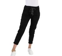 Women’s Magic Pants - Plain High Elasticated Adjustable Waist Ladies Turn Up Trousers Stretch Bottoms with 2 Pockets Italian Casual Joggers Plus Size Pants (Black, UK 12)