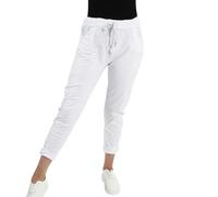 Women’s Magic Pants - Plain High Elasticated Adjustable Waist Ladies Turn Up Trousers Stretch Bottoms with 2 Pockets Italian Casual Joggers Plus Size Pants (Off White, UK 14)