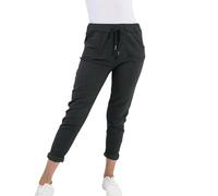 Women’s Magic Pants - Plain High Elasticated Adjustable Waist Ladies Turn Up Trousers Stretch Bottoms with 2 Pockets Italian Casual Joggers Plus Size Pants (Charcoal, UK 16)