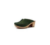 Women’s Medical Wooden Clogs - Green - Natural Leather & Alder Wood Sole - Orthopedic Nursing Footwear - Non-Slip Heel (Green, UK Footwear Size System, Adult, Women, Numeric, Medium, 6)