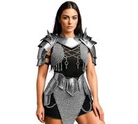 Women’s Medieval Knight Armor Handcrafted Plate & Chainmail Set Fantasy Warrior Queen LARP And Lady Cosplay Halloween Costume