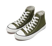 Women’s Men’s Canvas Shoes Ladies High Top Trainers Fashion Plimsolls Casual Lace Up Walking Sneakers Arm Green 275