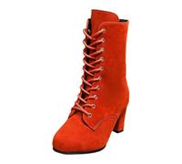 Women’s Mid Calf Boots Suede Lace Up Block Heel Boots | Classic Lace Detail Boots With Soft Material Comfortable Fit For Autumn Winter Everyday Fashion