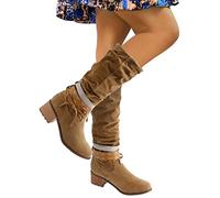 Women’s Mid Calf Boots Suede Rhinestone Detail Fashion Boots | Elegant Decorative Boots With Comfortable Fit Stylish Design For Casual Wear And Autumn Winter Looks