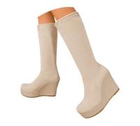 Women’s Mid Calf Boots Suede Wedge Heel Retro Boots | Classic Slip On Boots With Soft Material Comfortable Walking Style For Everyday Seasonal Wear
