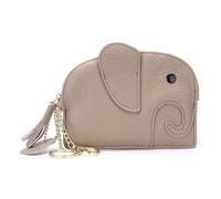 Women’s Mini Wallet Cartoon Elephant Card Holder Genuine Leather Coin Pocket Women Purse Bag with Key Ring Organizer Give To Mother Wife One's Gift, Gray, One Size