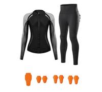 Women’s Motorcycle Protective Clothing - Stretch Riding Top Leggings With Removable CE Certified Armour, Reflective Details Anti-Slip Design For Motorbike Riding,Grey 1-EU XL