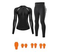 Women’s Motorcycle Protective Clothing - Stretch Riding Top Leggings With Removable CE Certified Armour, Reflective Details Anti-Slip Design For Motorbike Riding,Black 1-EU M