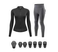 Women’s Motorcycle Protective Suit - Breathable Stretch Riding Set With CE Certified Removable Armor, Reflective Safety Details, High Waist Pants For Ladies Street Commute,Black 4-EU XL