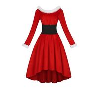 Women’s Mrs Claus Costume - Vintage Christmas Dress | Round Neck Santa Dress, Holiday Party Outfit, Mrs Claus Costume for Christmas Weddings Festivities