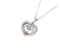Women’s necklace Guardian Heart Necklace Dynamic Heart-shaped Pendant Clavicle Chain Personalized Jewelry Suitable for Gifts for Women Pendant necklace(White diamond)