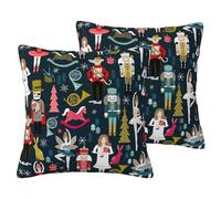 Women_s Nutcracker Ballet Xmas Dance Imitation linen pillowcase Set of 2, Decorative Throw Pillow Covers, Cushion Covers for Couch