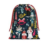 Women_s Nutcracker Ballet Xmas Dance Print Drawstring Gifts Bag for Wedding, Birthday, Christmas, Halloween/Unique Design