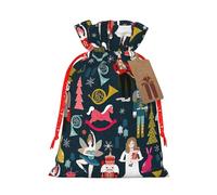 Women_s Nutcracker Ballet Xmas Dance Print Drawstring linen gifts bag for Christmas Party,holiday packaging presents bags.