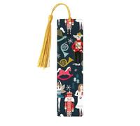 Women_s Nutcracker Ballet Xmas Dance Print Wooden Bookmark with Tassel, Exquisite Pattern Ideal Gift for Book Lovers, for Home Office Library