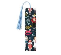 Women_s Nutcracker Ballet Xmas Dance Print Wooden Bookmark with Tassel, Exquisite Pattern Ideal Gift for Book Lovers, for Home Office Library