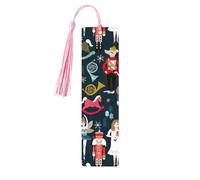 Women_s Nutcracker Ballet Xmas Dance Print Wooden Bookmark with Tassel, Exquisite Pattern Ideal Gift for Book Lovers, for Home Office Library