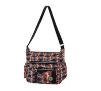 Women’s Nylon Shoulder Bag, Messenger Bags, Handbags Travel Cross Body bag with Adjustable Strap - Multiple Colors Animal Print (Cat Dog Multiple)