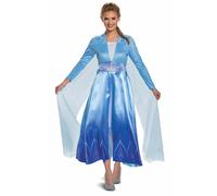 Women`s Official Disney Frozen 2 Travelling Elsa Costume Princess Fancy Dress