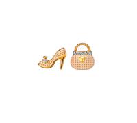 Women`s OL Red Heart High Heels Bag Earrings,High Heel Shoes Rhinestone Earrings,Big Love Drop Dangle Earrings For Women Mismatch Earrings, Metal, alloy