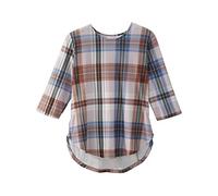 Women’s Open-Back Adaptive High-Low Top, Soft Plaid, Medium