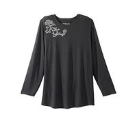Women’s Open-Back Adaptive Long Sleeve Embellished Top, Black, XX-Large