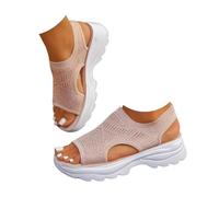 Women’s Open Toe Sneaker Sandals 2026 Orthopedic Comfortable Arch Support Breathable Mesh Platform Slip-On Walking Shoes Summer Outdoor Sport Vacation Hiking Sandals (pink,7)