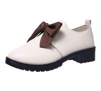 Women’s Orthopaedic Bow Loafers, Comfort Slip-on Low Heel Dress Shoes Bow Mary Jane Elegant Leather Penny Loafers for Work Driving (Beige,8)