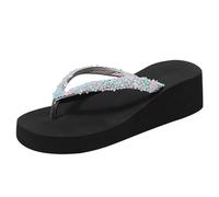 Women’s Orthopedic Chunky Flip Flops Flower Decoration Achilles Tendonitis Support Anti-Slip Summer Beach Indoor Outdoor Cushioned Thong Sandals Home House Fashion Footwear Size 7