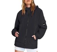 Women’S Outdoor Waterproof Jackets Lightweight Ladies Raincoats With Hoods Drawstring Long Sleeve Plus Size Zipper Rain Coats Windproof Warm Hiking Jacket With Pockets Full Zip Mac In A Sac
